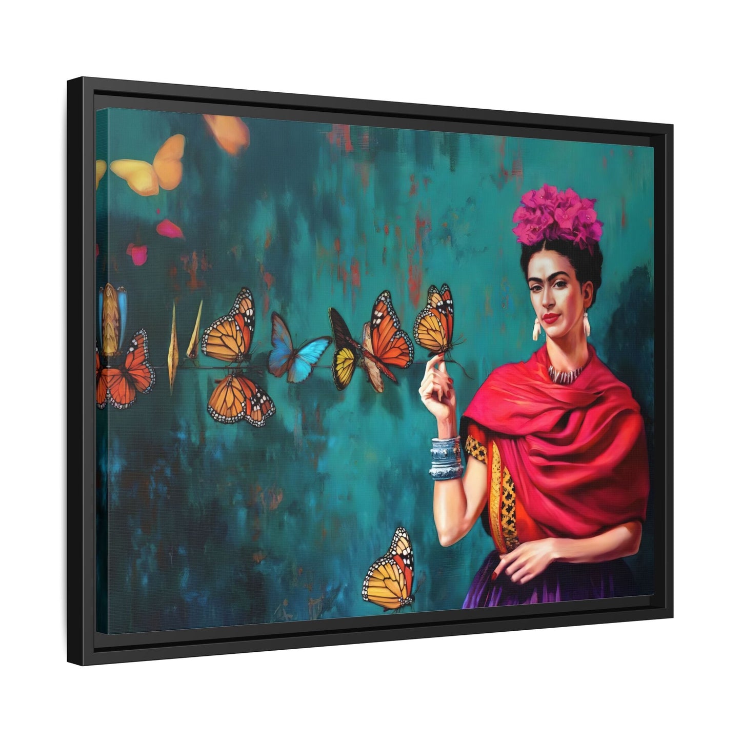 Large Framed Butterfly Wall Art Kahlo Canvas Print