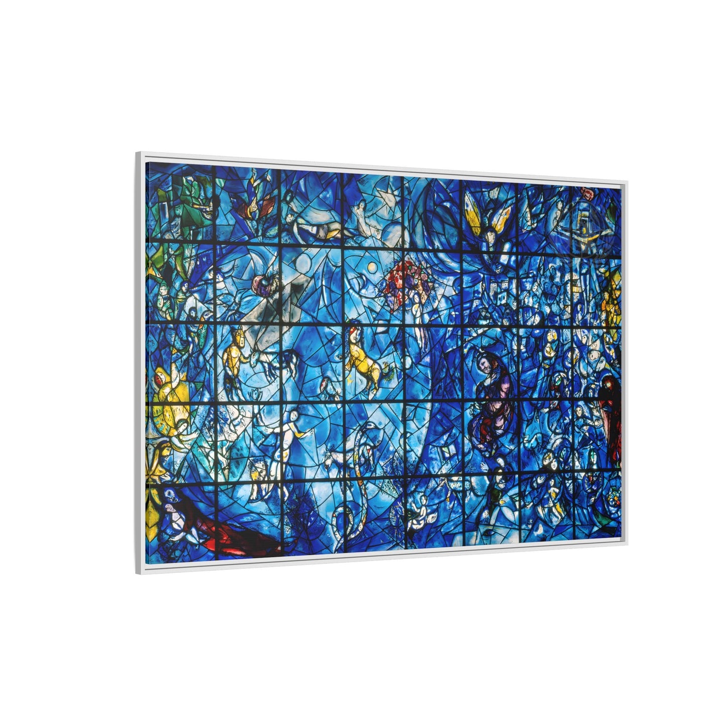 Large Framed Colorful Blue Canvas Chagall Wall Art Print
