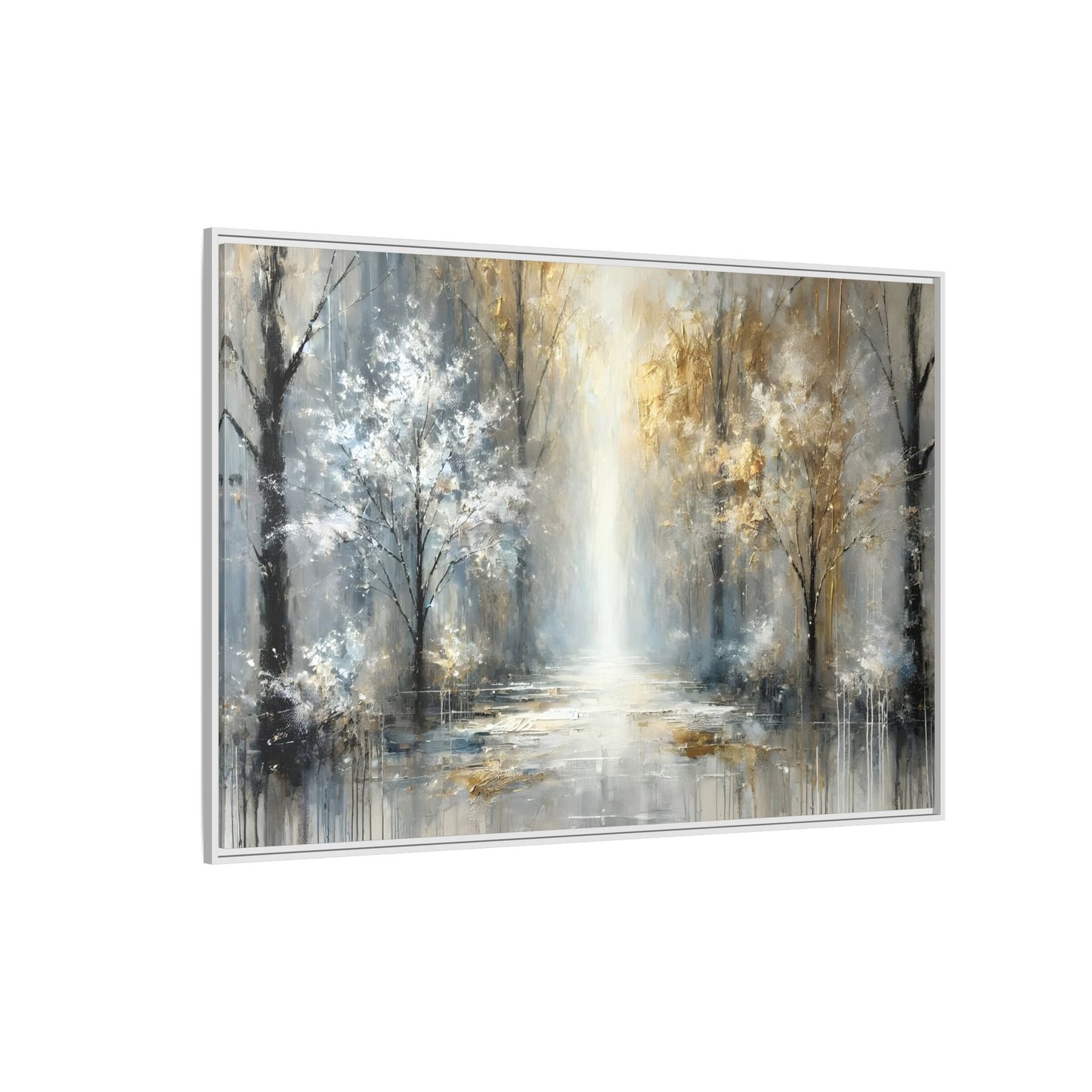 Large Gold Silver Landscape Canvas Print - Modern Home Decor Wall Art