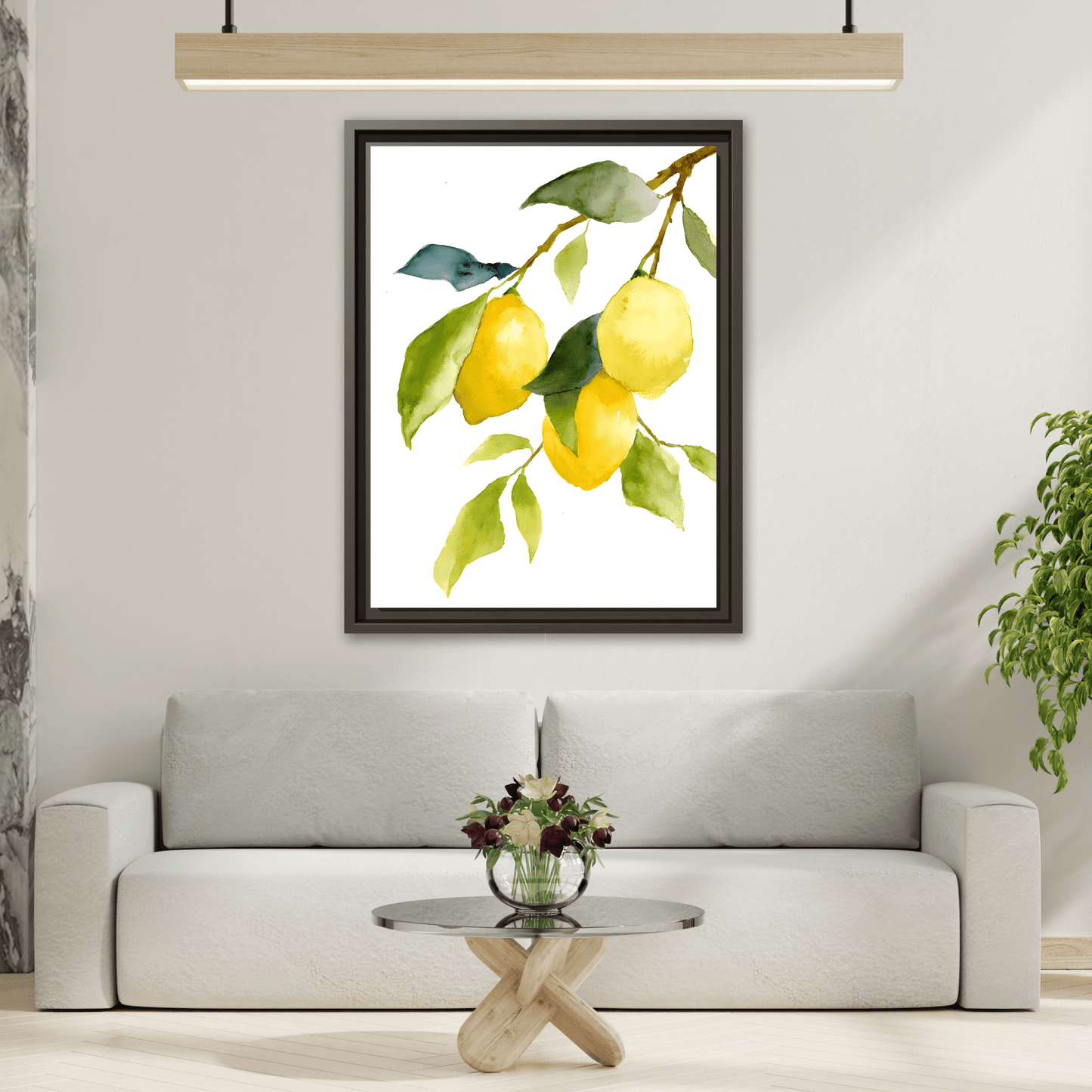 Lemon Branch Framed Canvas Wall Art Print