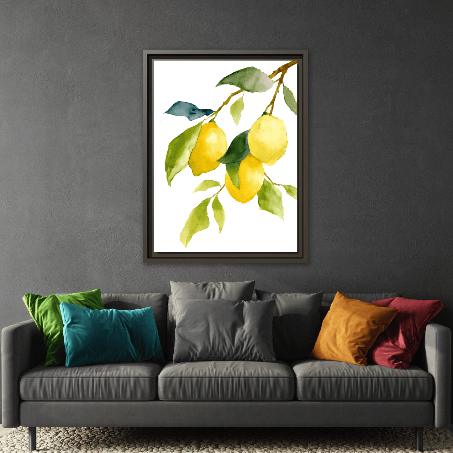 Lemon Branch Framed Canvas Wall Art Print