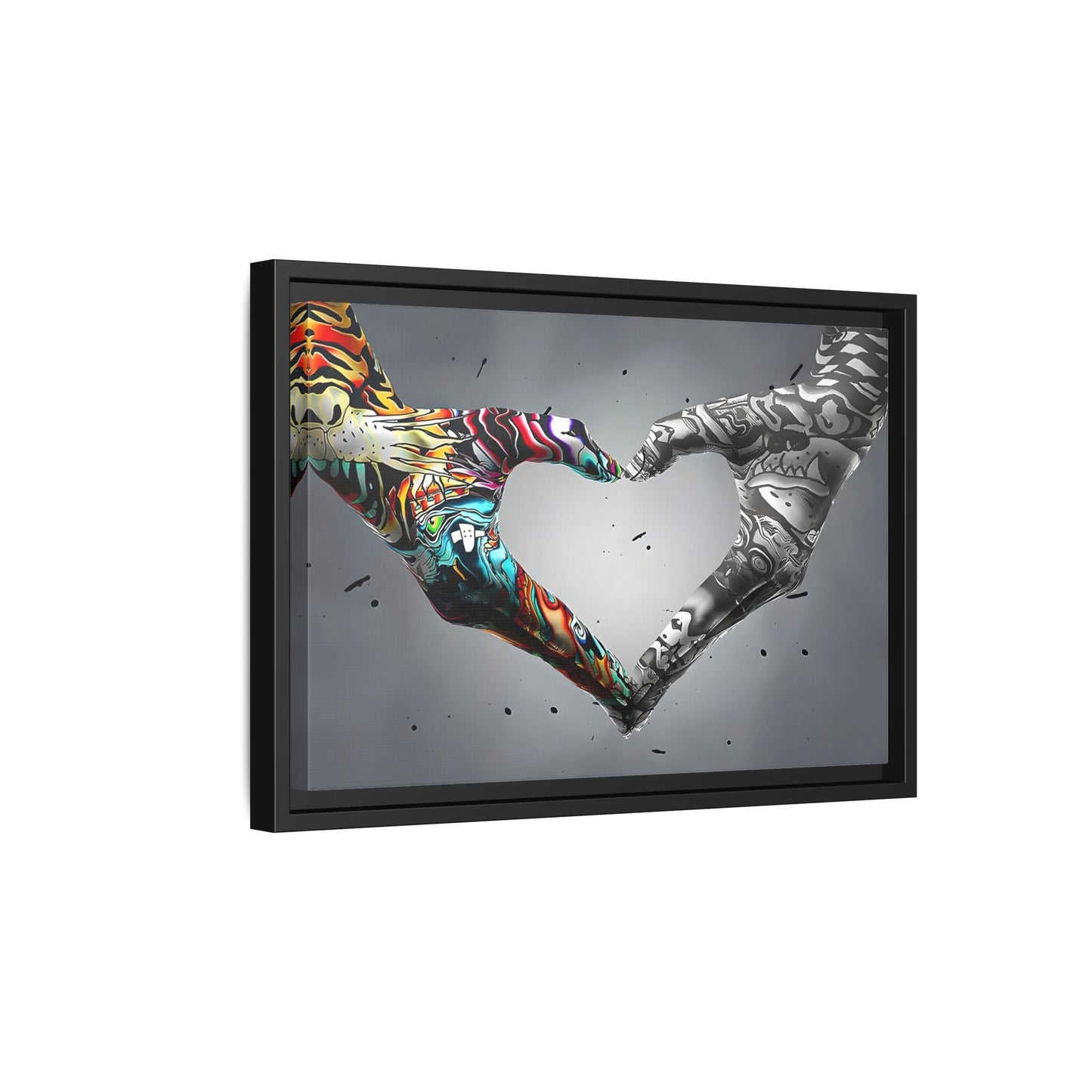 Love in Hands Canvas, Colorful Valentine Large Framed Wall Art
