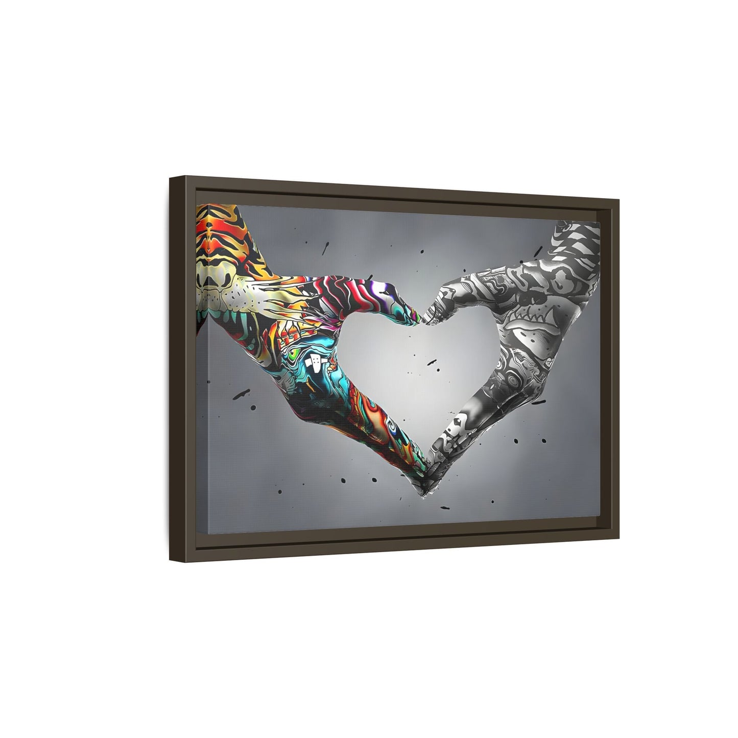 Love in Hands Canvas, Colorful Valentine Large Framed Wall Art