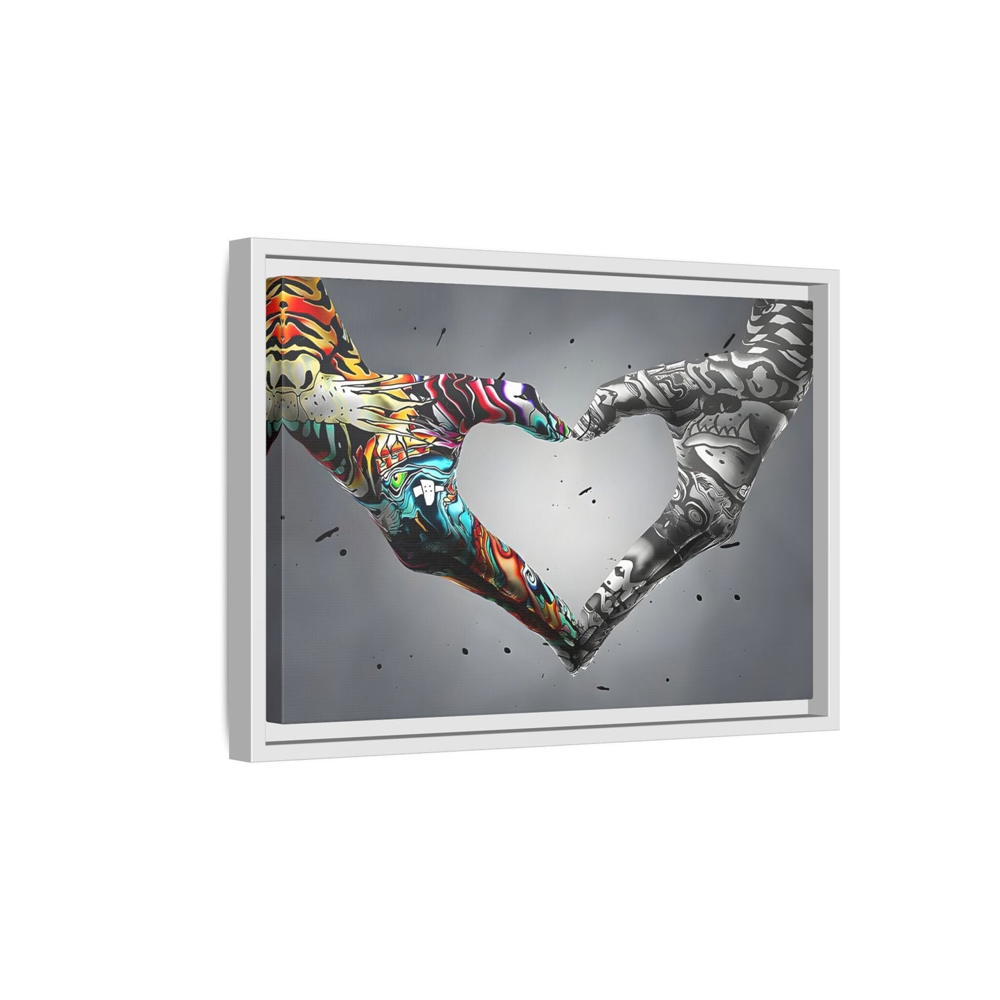 Love in Hands Canvas, Colorful Valentine Large Framed Wall Art