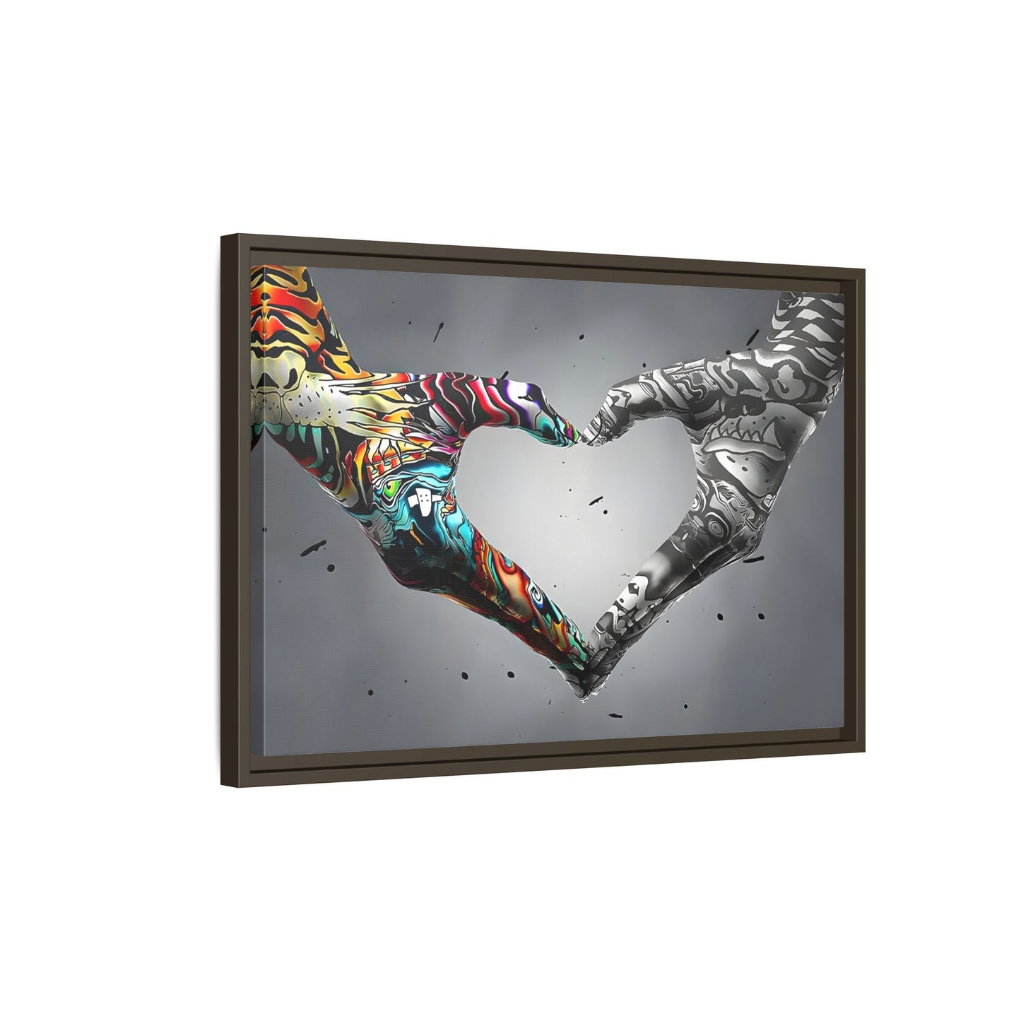 Love in Hands Canvas, Colorful Valentine Large Framed Wall Art