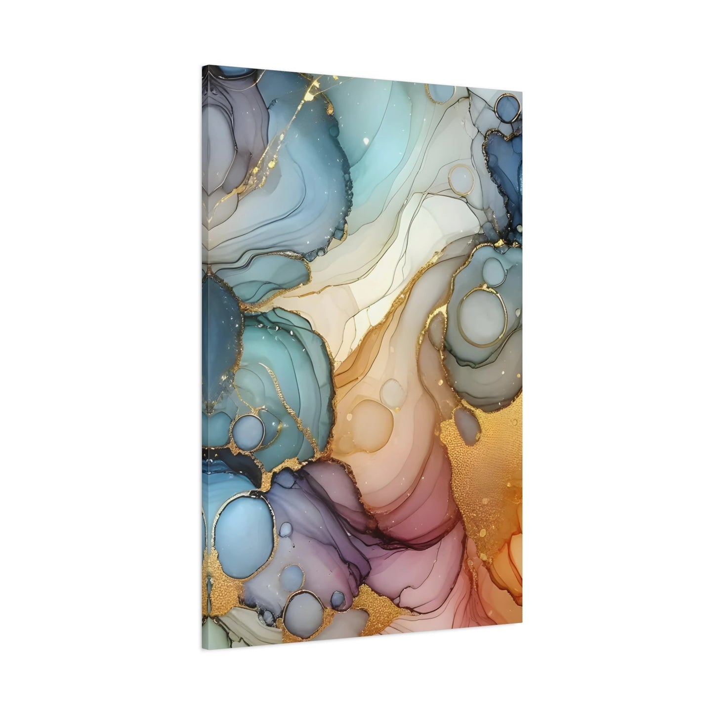 Marble Abstract Wall Art Canvas Print - Gold Leaf Accents