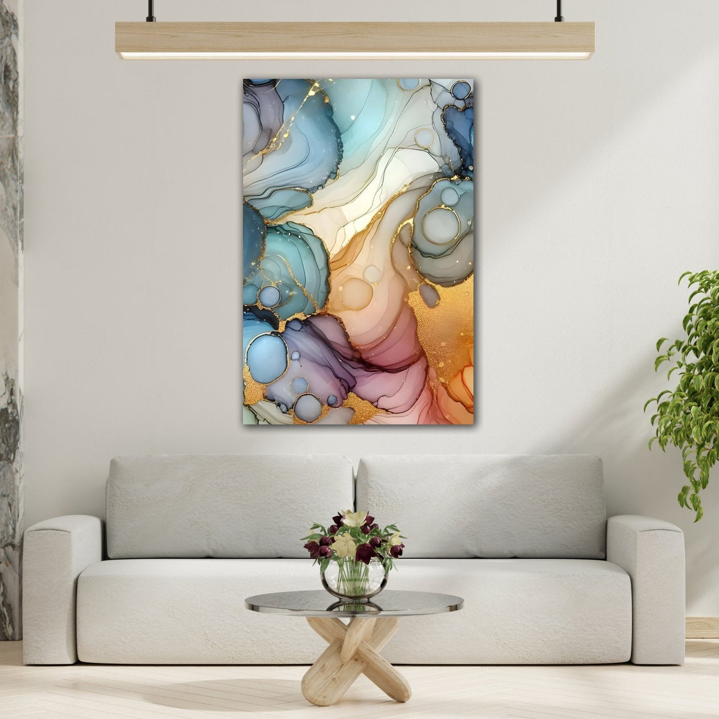Marble Abstract Wall Art Canvas Print - Gold Leaf Accents