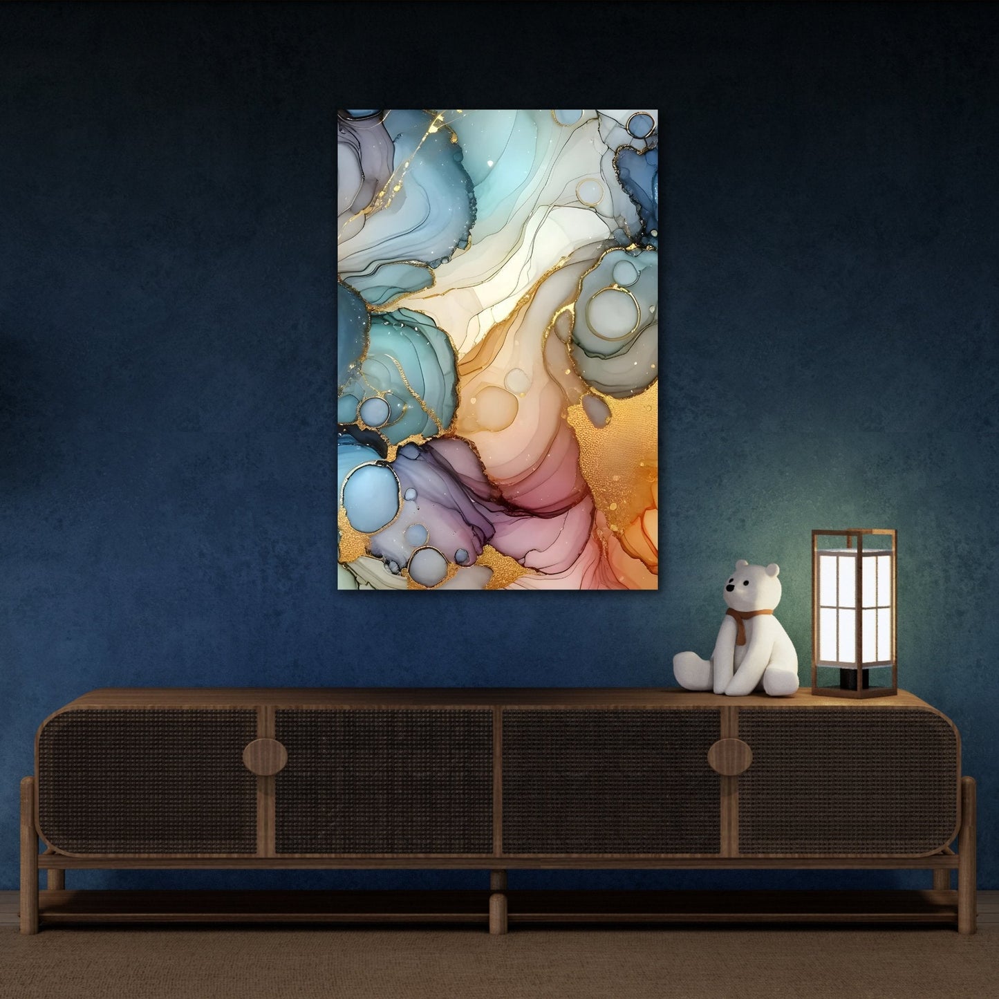 Marble Abstract Wall Art Canvas Print - Gold Leaf Accents
