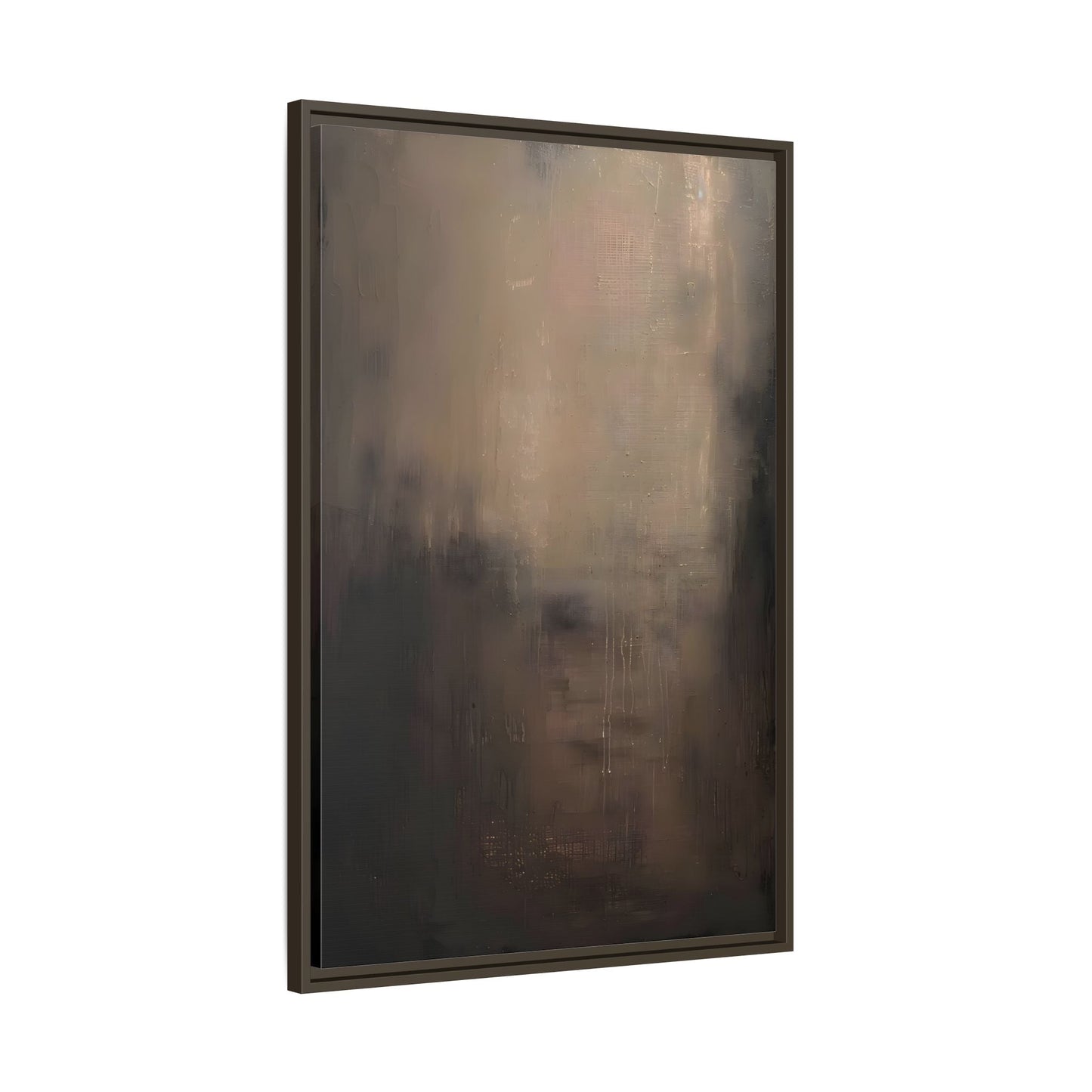 Minimal Abstract Dark Brown Shades Canvas Wall Art Framed Print