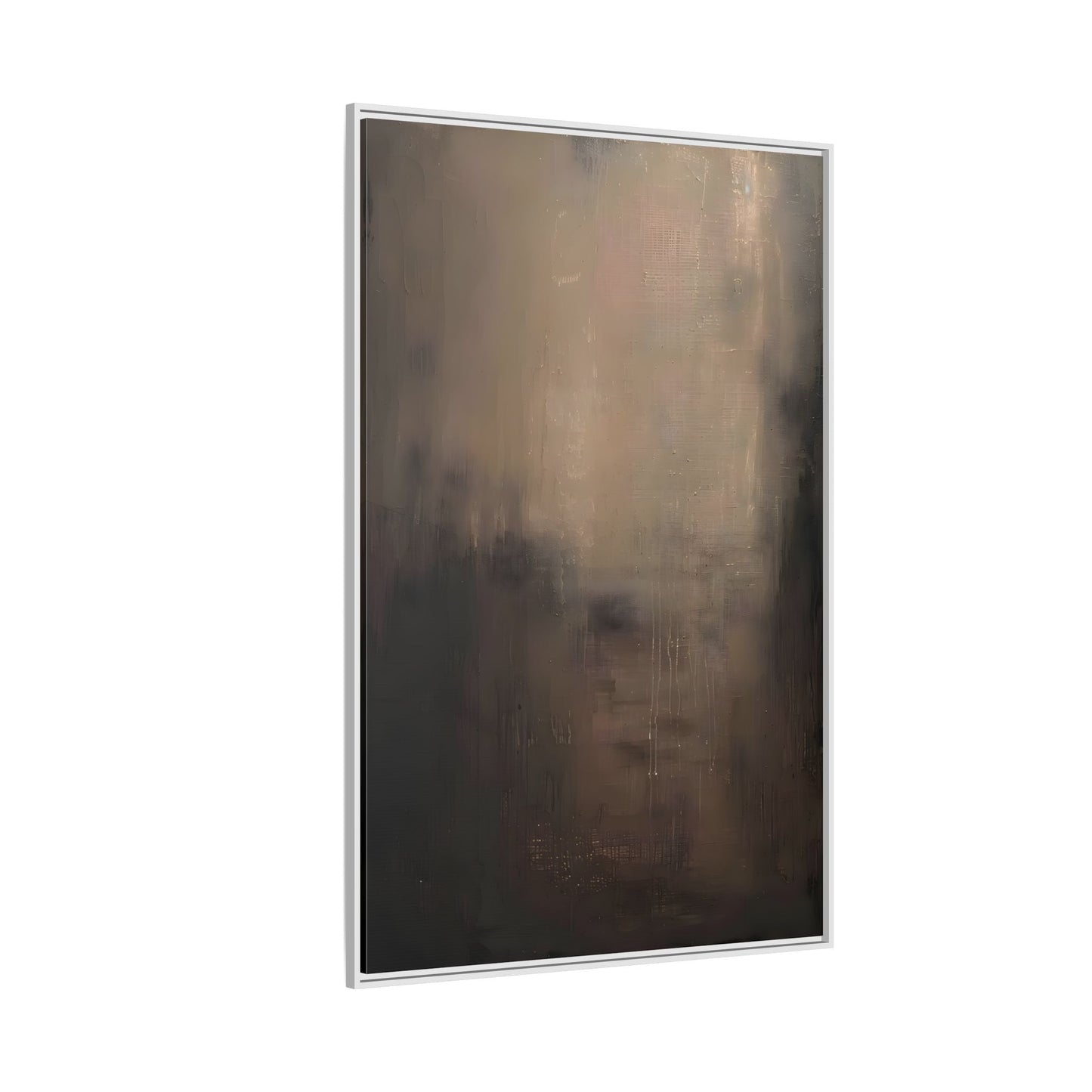 Minimal Abstract Dark Brown Shades Canvas Wall Art Framed Print