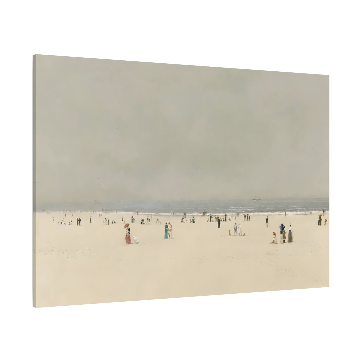 Minimalist Sand Sea Sky Canvas Wall Art Print, Summer Vintage Beach