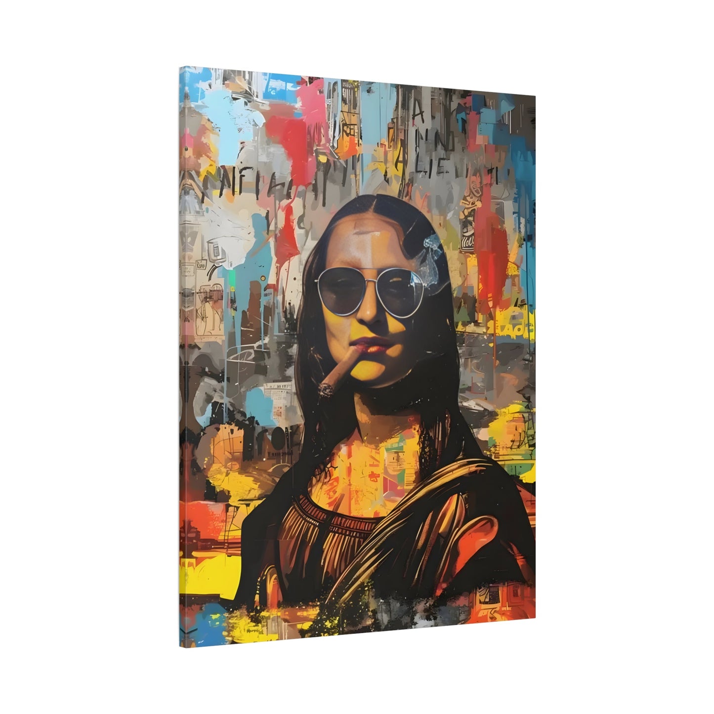Modern Mona Lisa Canvas Wall Art Print, Fashionable Retro Artistic Bar Decor