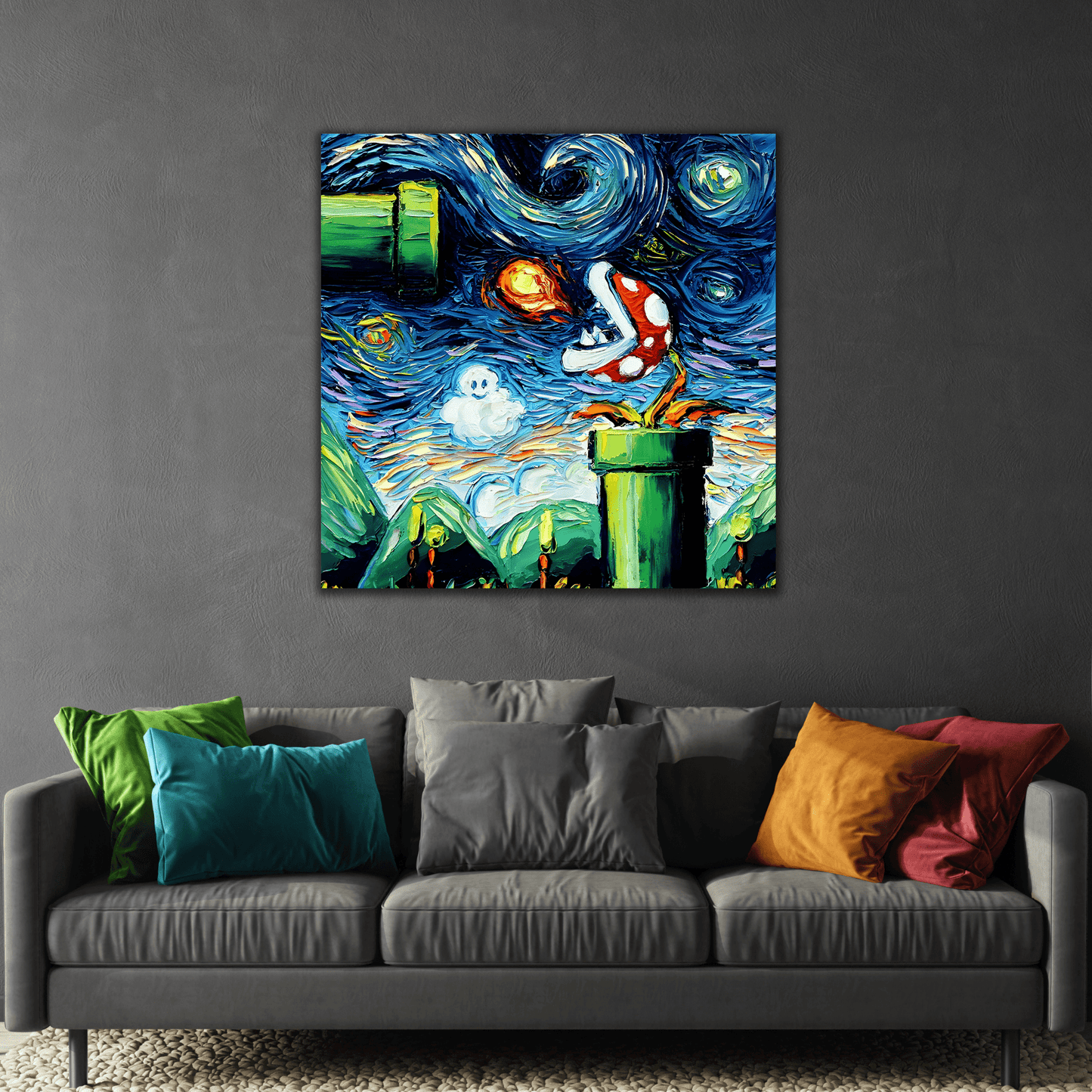 Modern Starry Night Wall Art Abstract Canvas Print