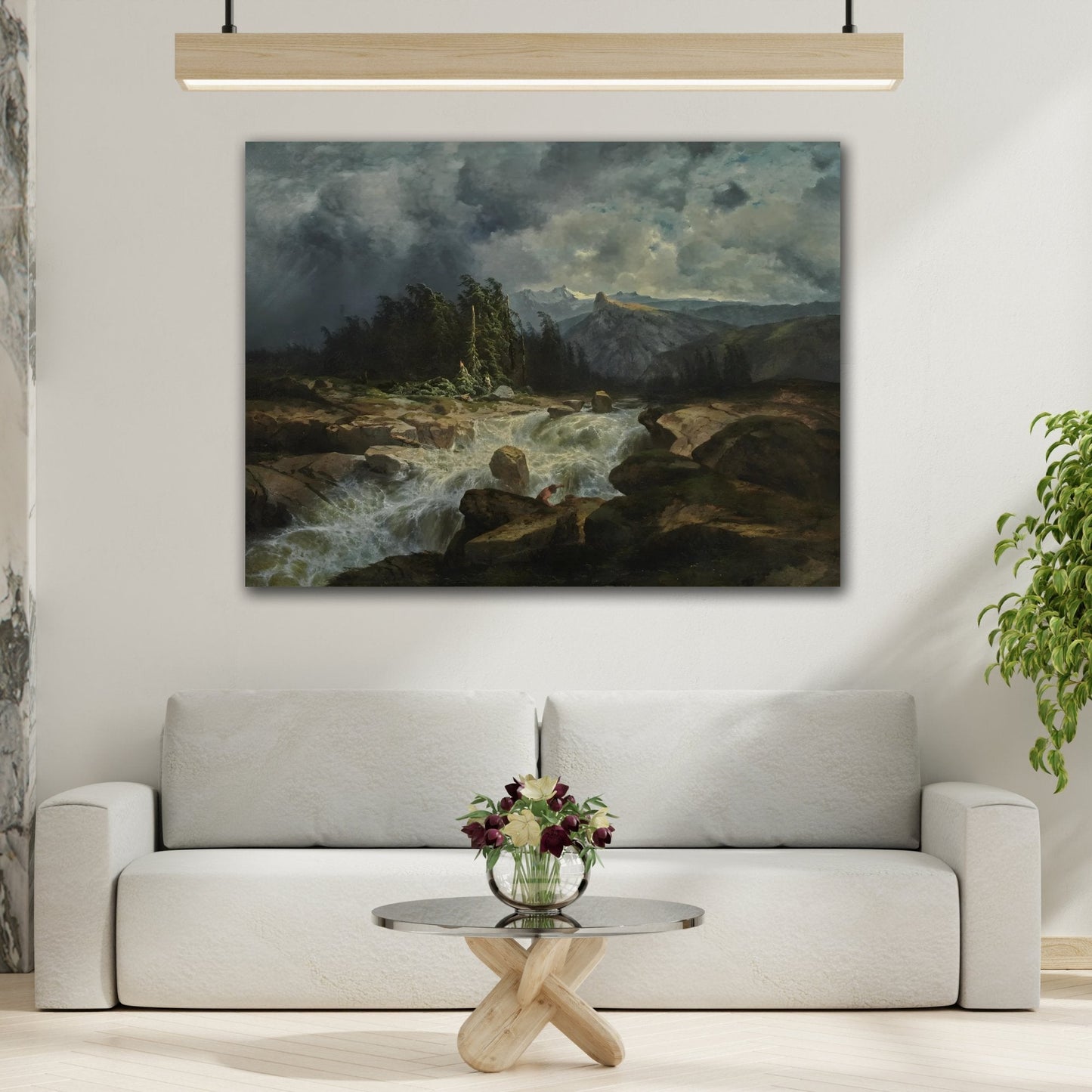 Mountain Torrent Storm River Landscape - Canvas Wall Art Prints