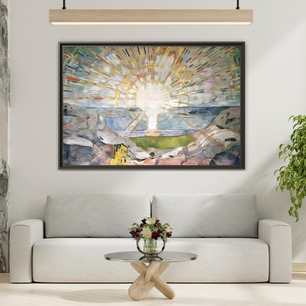 Munch Sun Canvas Wall Art Print - Large Framed Famous Colorful Painting