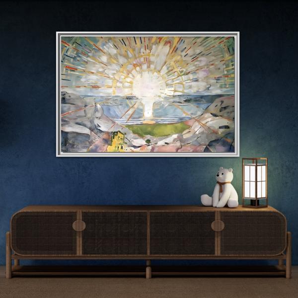Munch Sun Canvas Wall Art Print - Large Framed Famous Colorful Painting