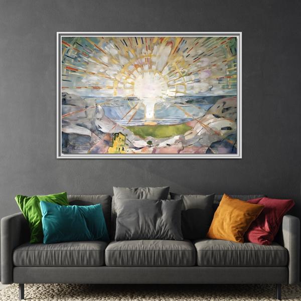 Munch Sun Canvas Wall Art Print - Large Framed Famous Colorful Painting