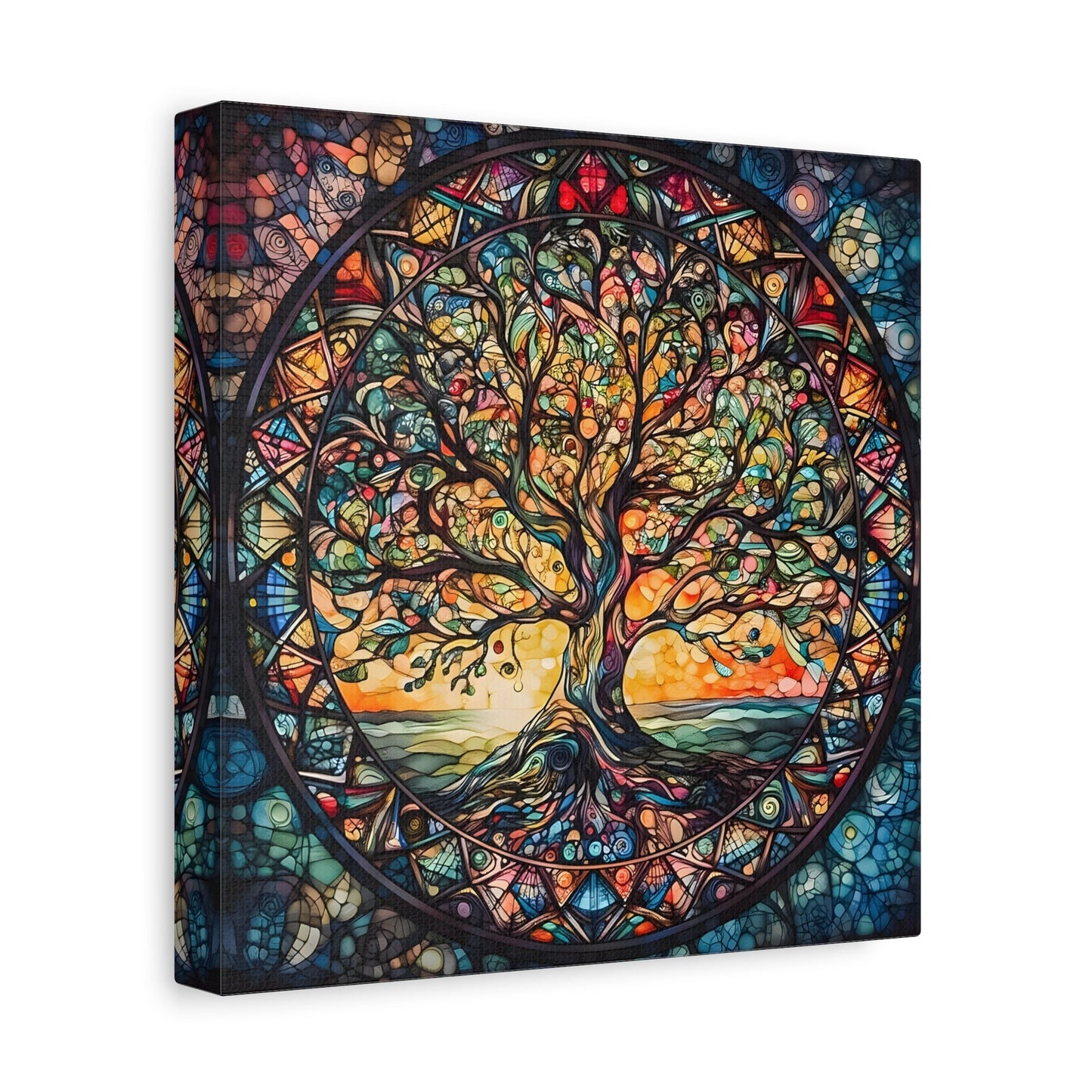 Mythology Tree of Life Mandala Wall Art, Celtic Painting Canvas Print