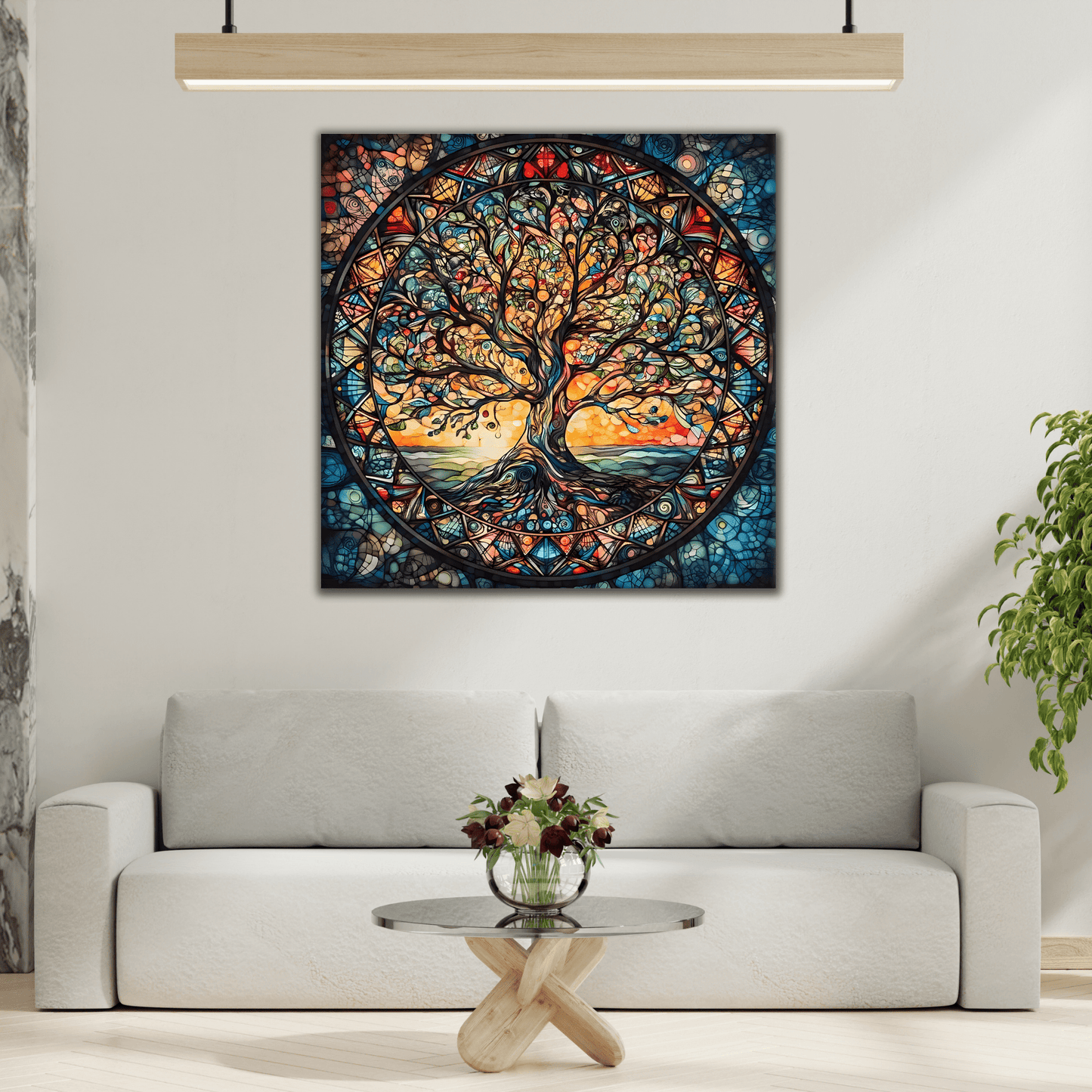 Mythology Tree of Life Mandala Wall Art, Celtic Painting Canvas Print