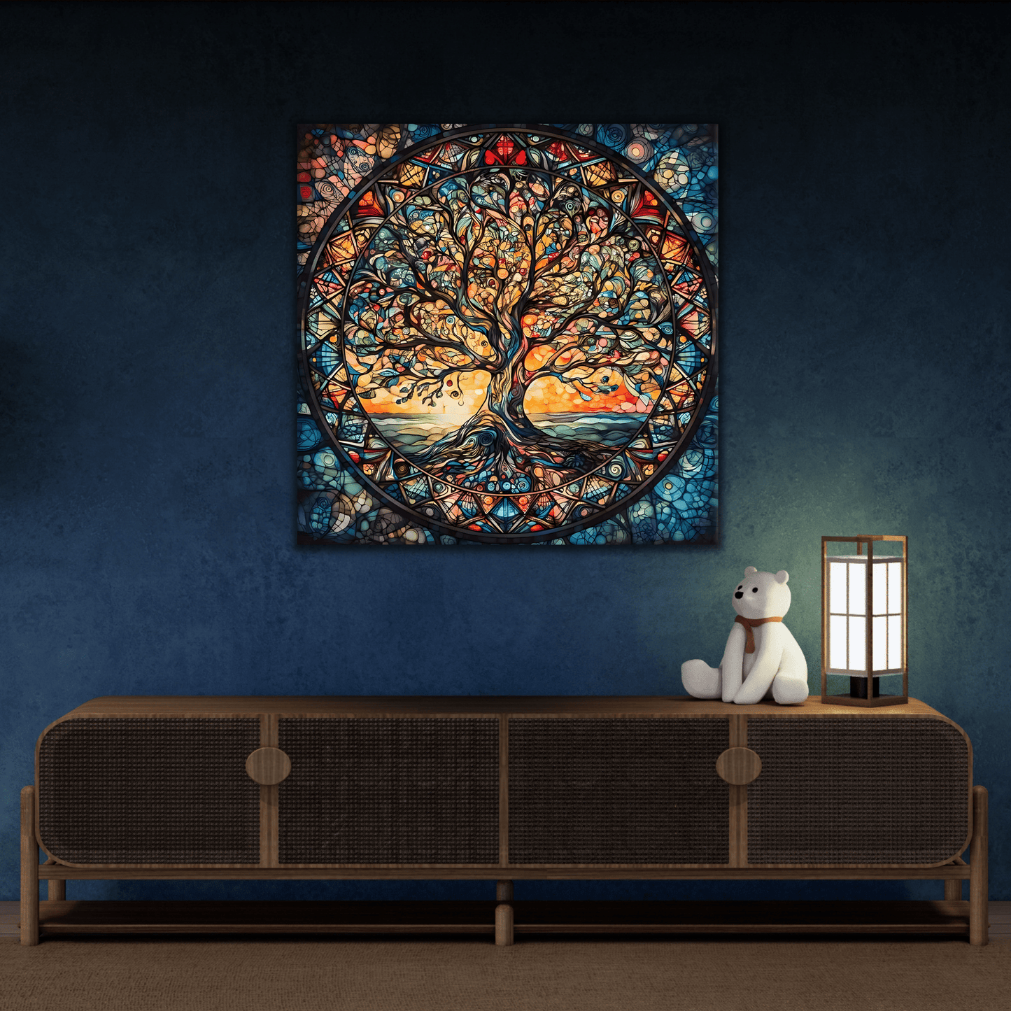Mythology Tree of Life Mandala Wall Art, Celtic Painting Canvas Print