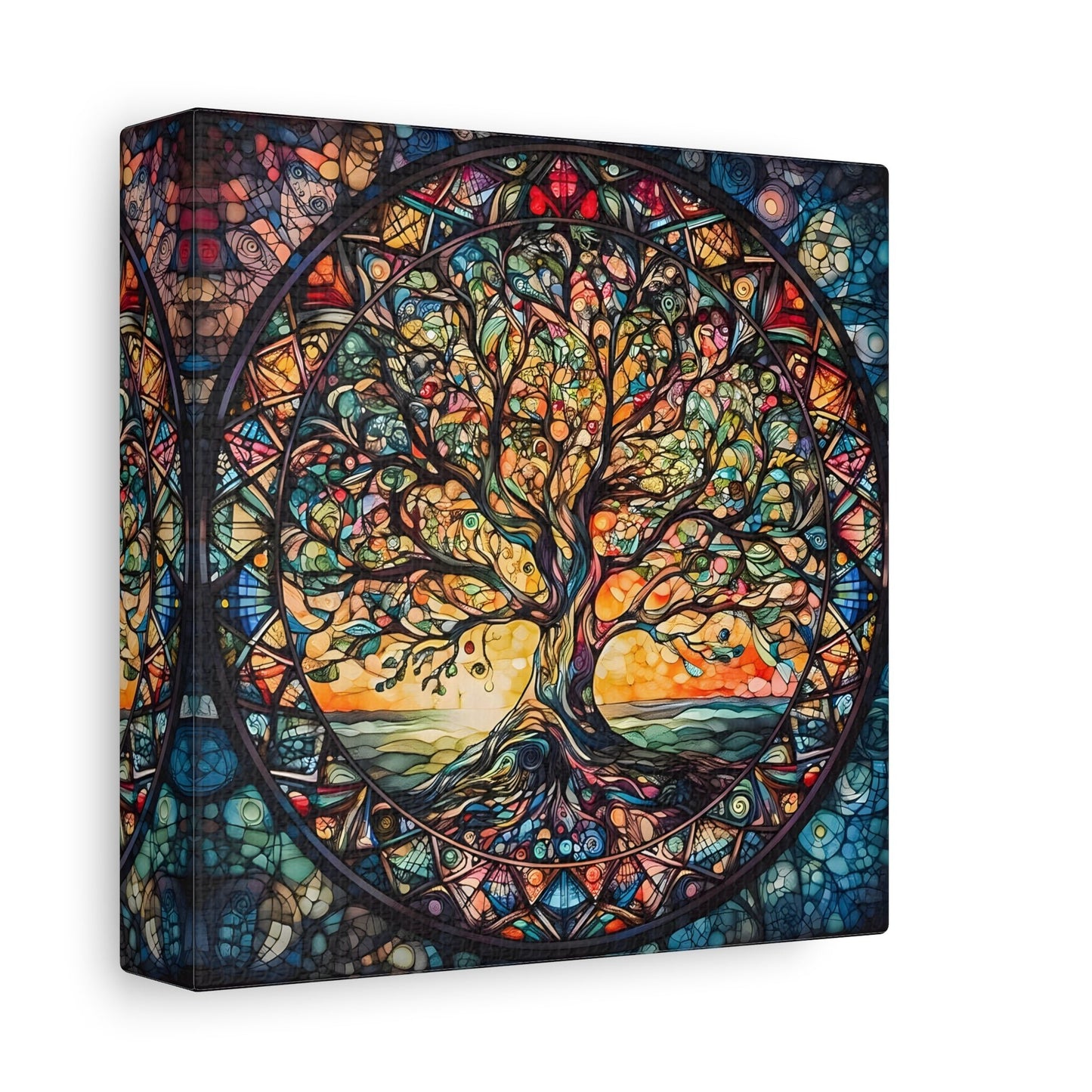 Mythology Tree of Life Mandala Wall Art, Celtic Painting Canvas Print