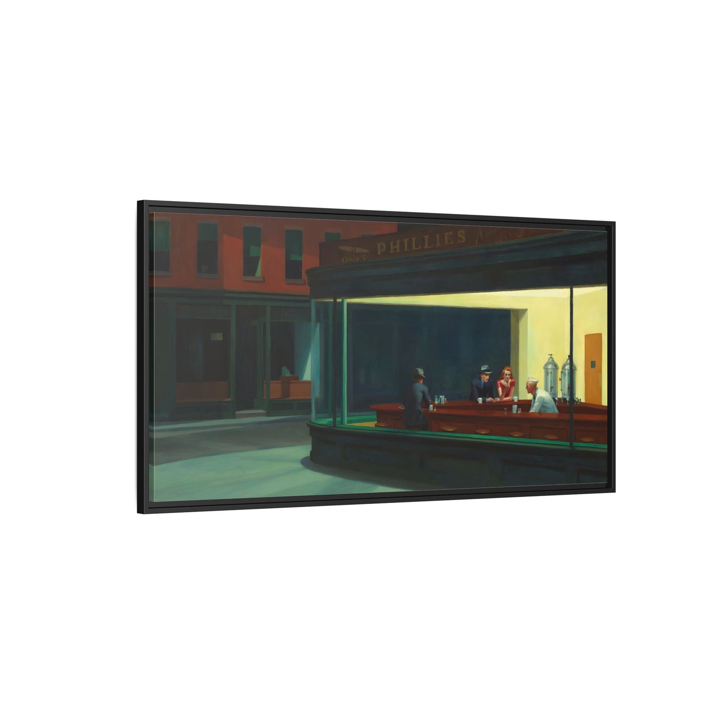 Nighthawks Hopper Canvas Print - Large Framed Coffee Shop Wall Art