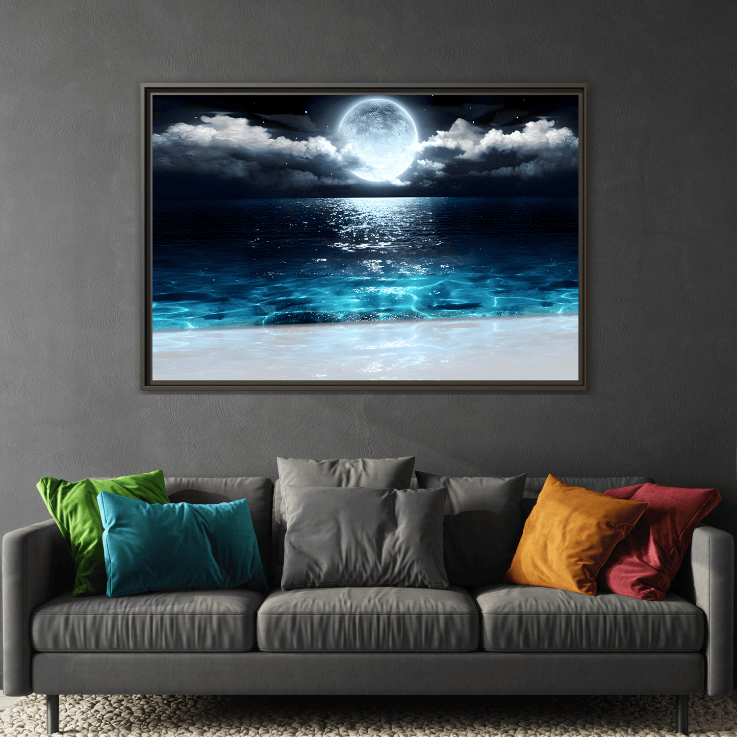 Ocean Moon Canvas Prints - Large Calm Sea Wall Art Sea Landscape
