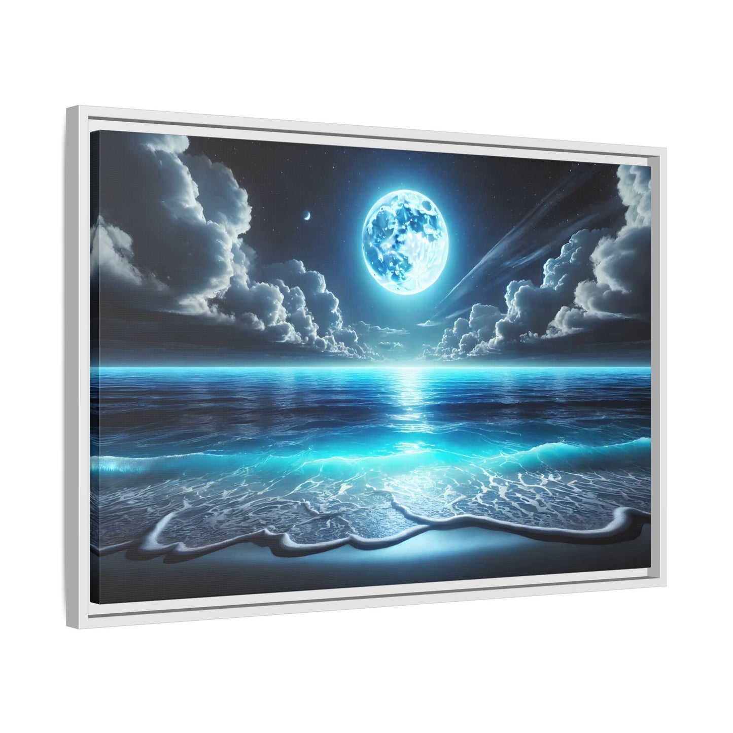 Ocean Moonlight Canvas Wall Art - Moon Sea Night Landscape Prints