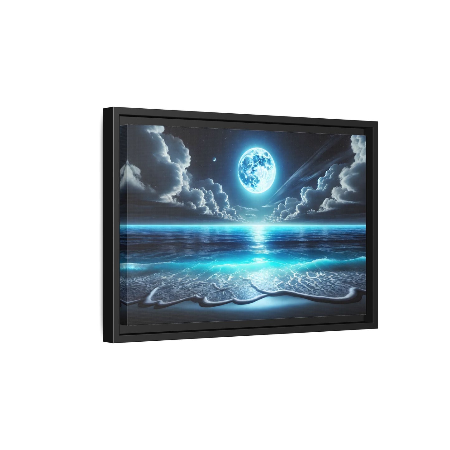 Ocean Moonlight Canvas Wall Art - Moon Sea Night Landscape Prints