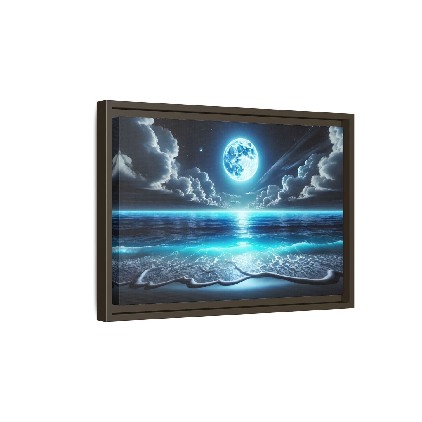 Ocean Moonlight Canvas Wall Art - Moon Sea Night Landscape Prints