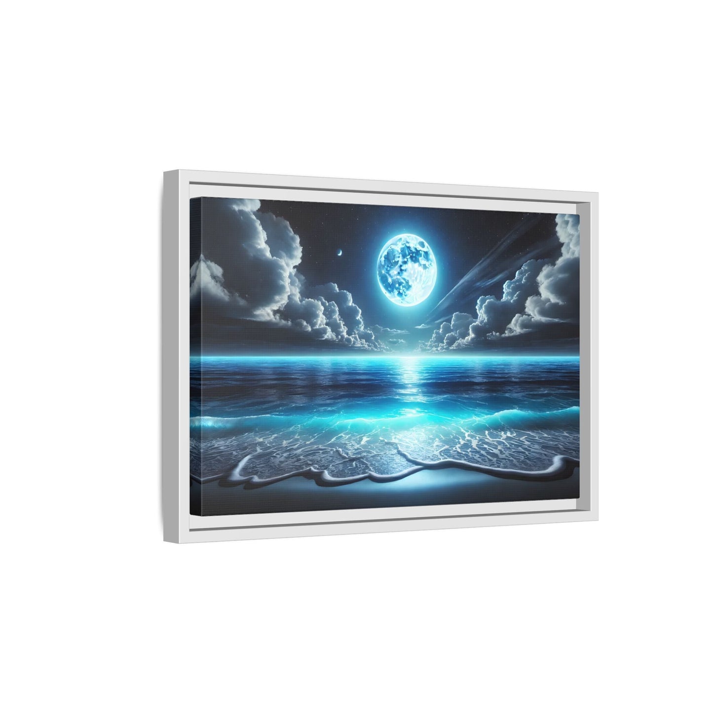 Ocean Moonlight Canvas Wall Art - Moon Sea Night Landscape Prints