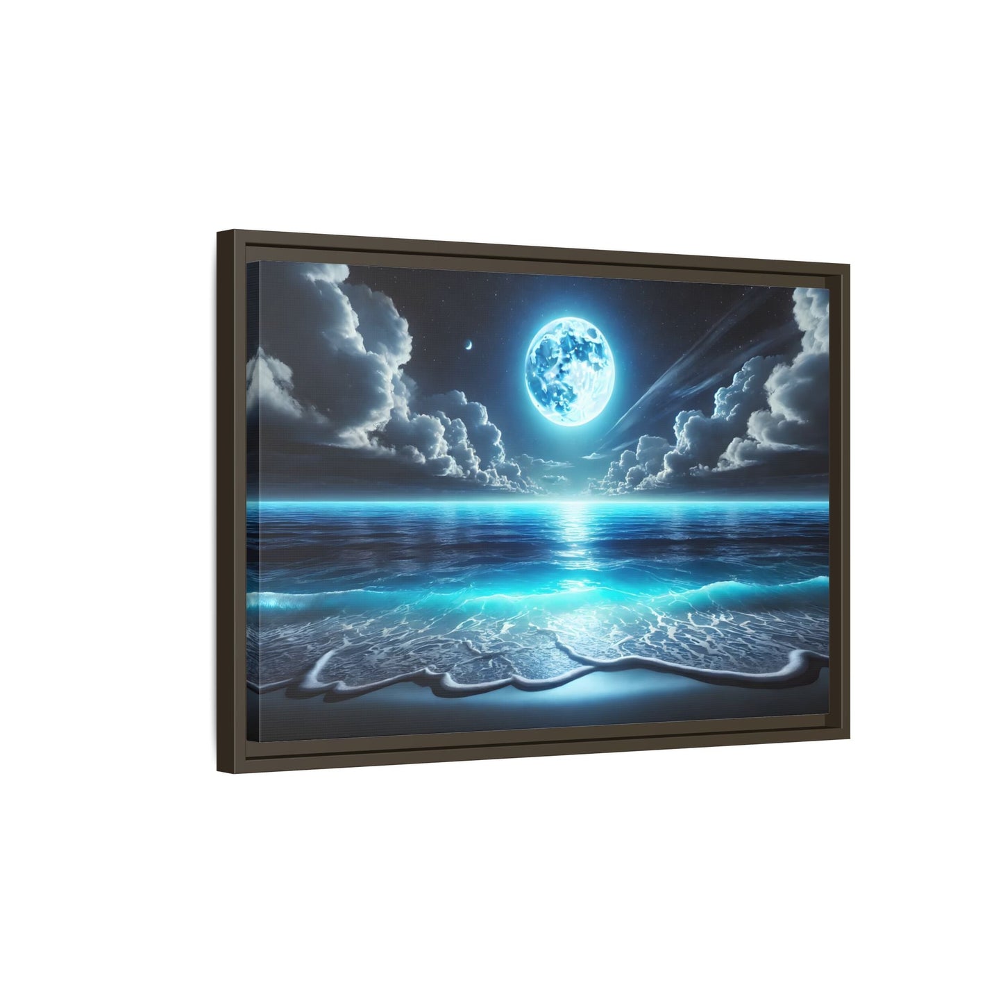 Ocean Moonlight Canvas Wall Art - Moon Sea Night Landscape Prints