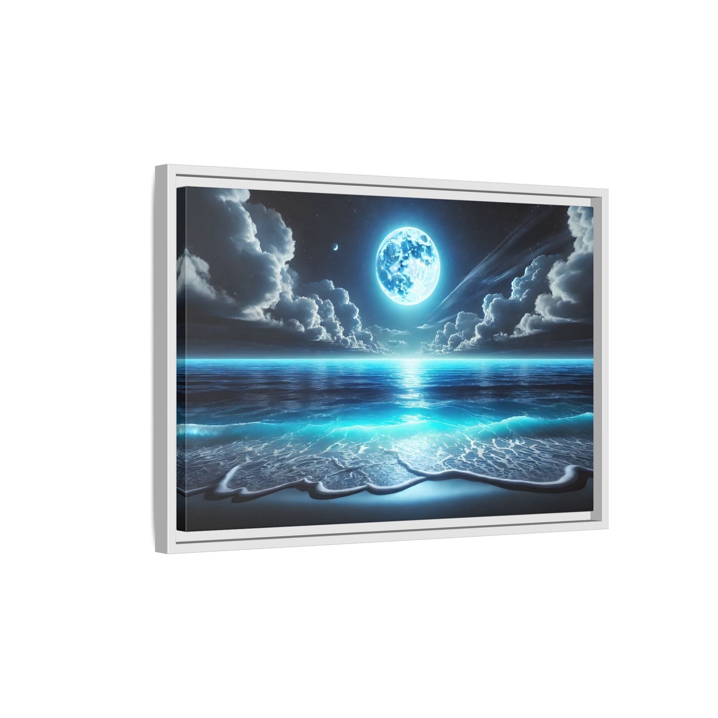Ocean Moonlight Canvas Wall Art - Moon Sea Night Landscape Prints