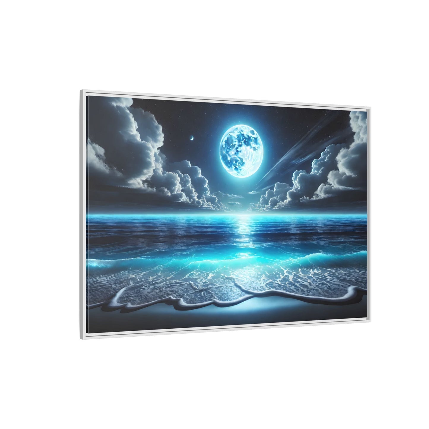 Ocean Moonlight Canvas Wall Art - Moon Sea Night Landscape Prints