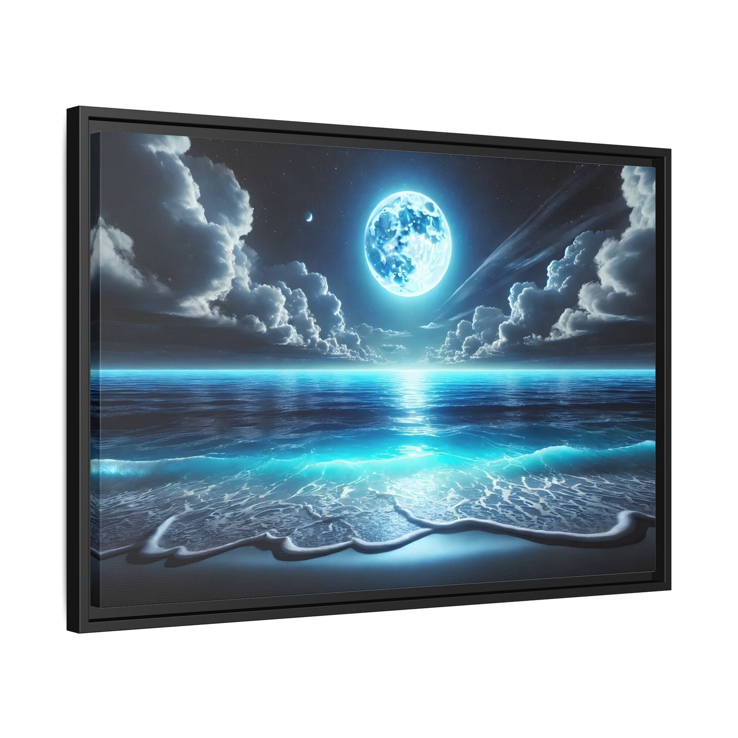 Ocean Moonlight Canvas Wall Art - Moon Sea Night Landscape Prints