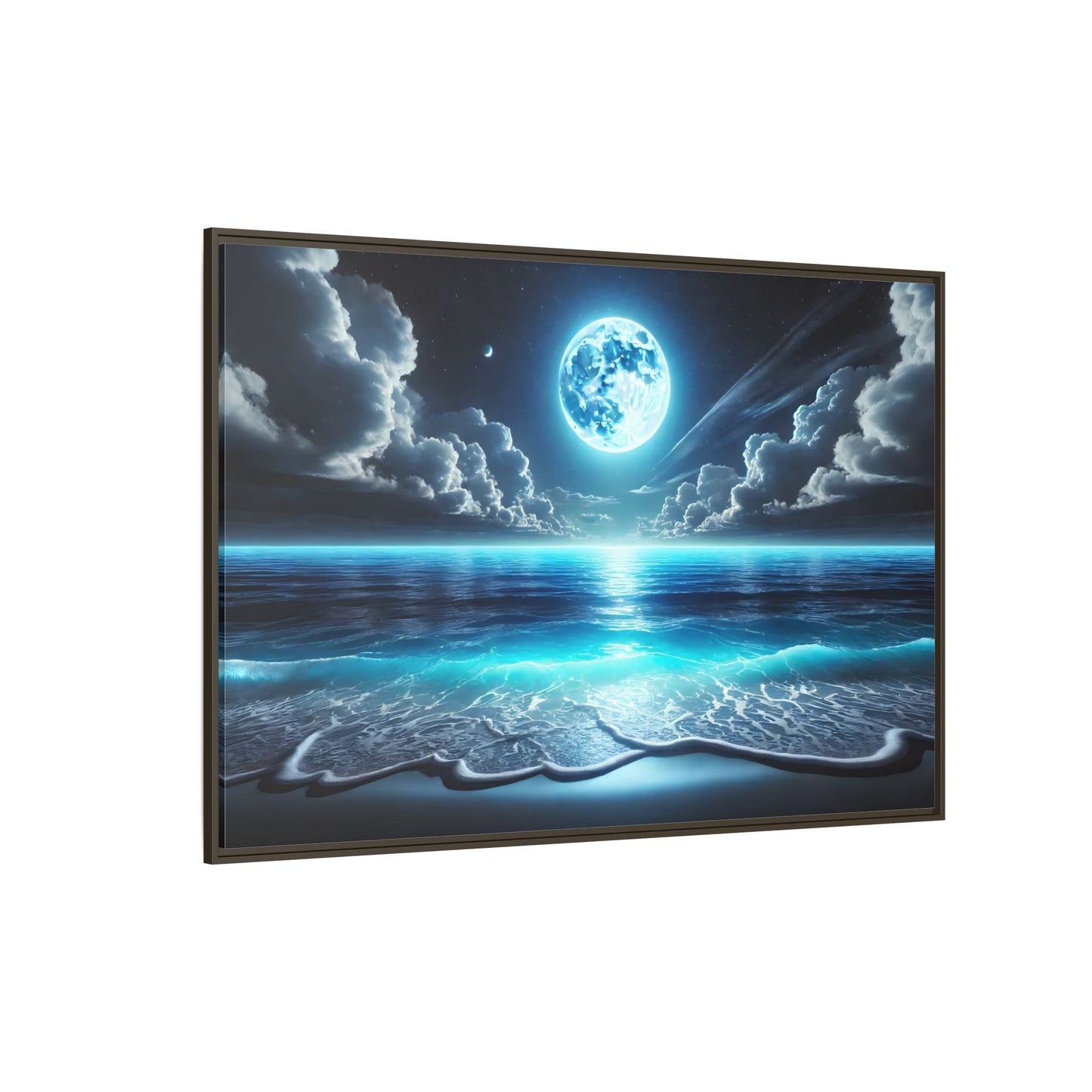 Ocean Moonlight Canvas Wall Art - Moon Sea Night Landscape Prints
