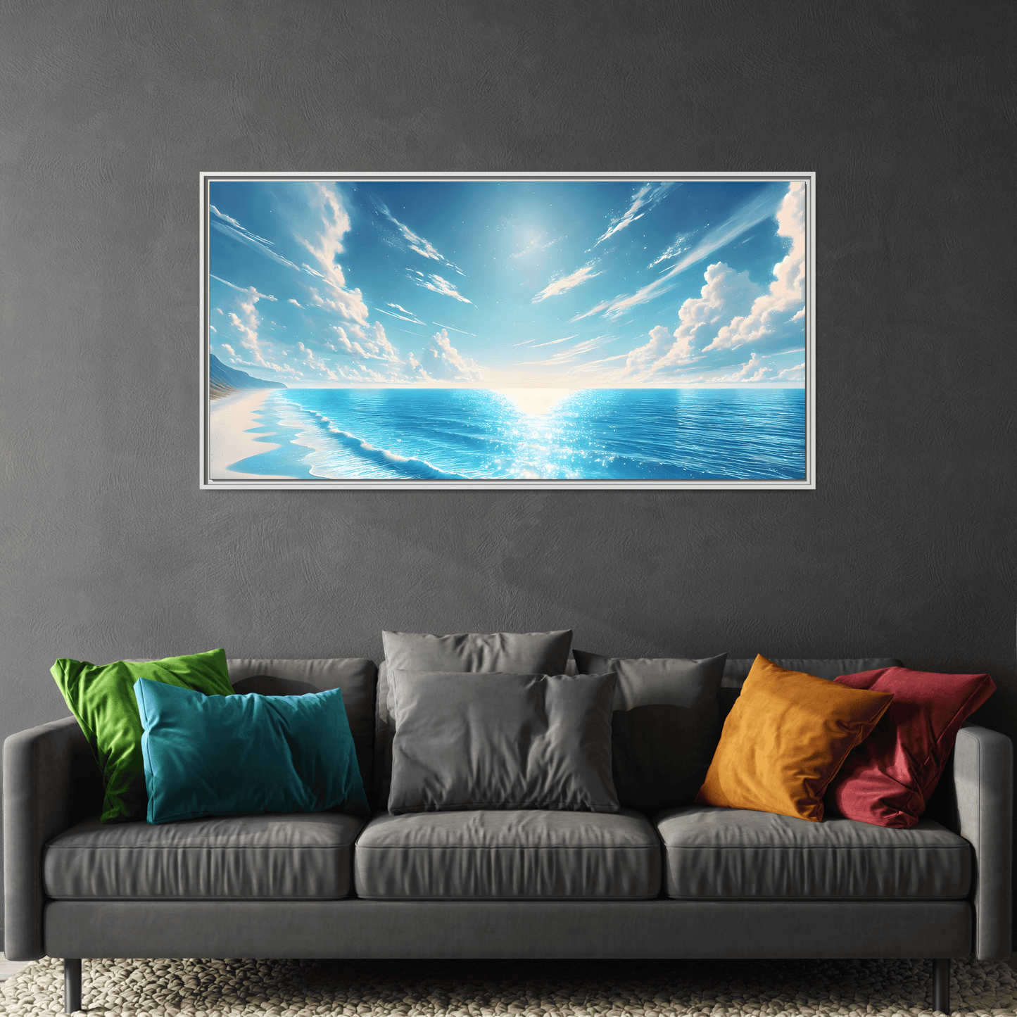 Ocean Sunrise Canvas Art - Vibrant Blue Coastal Wall Print
