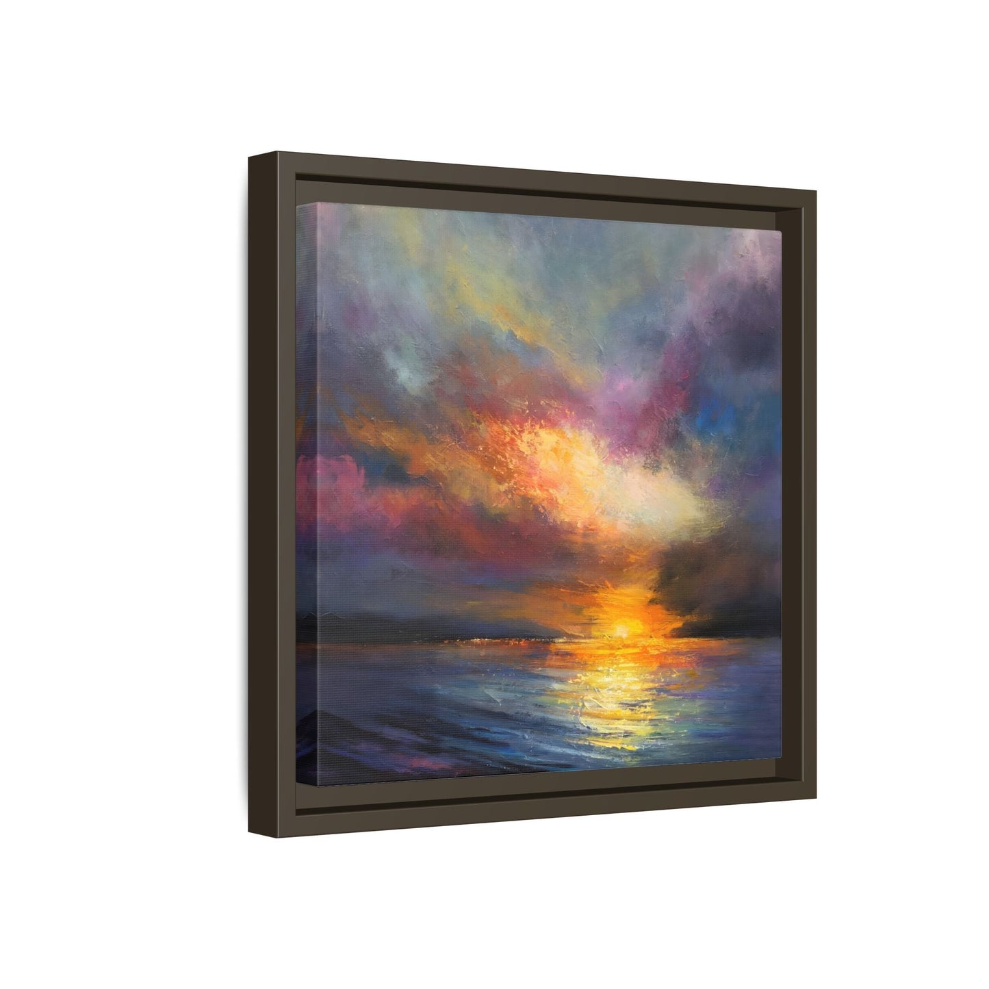 Ocean Sunset Canvas Wall Art, Contemporary Colorful Sea Print