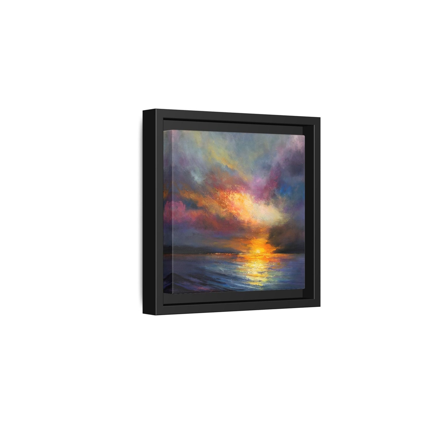 Ocean Sunset Canvas Wall Art, Contemporary Colorful Sea Print
