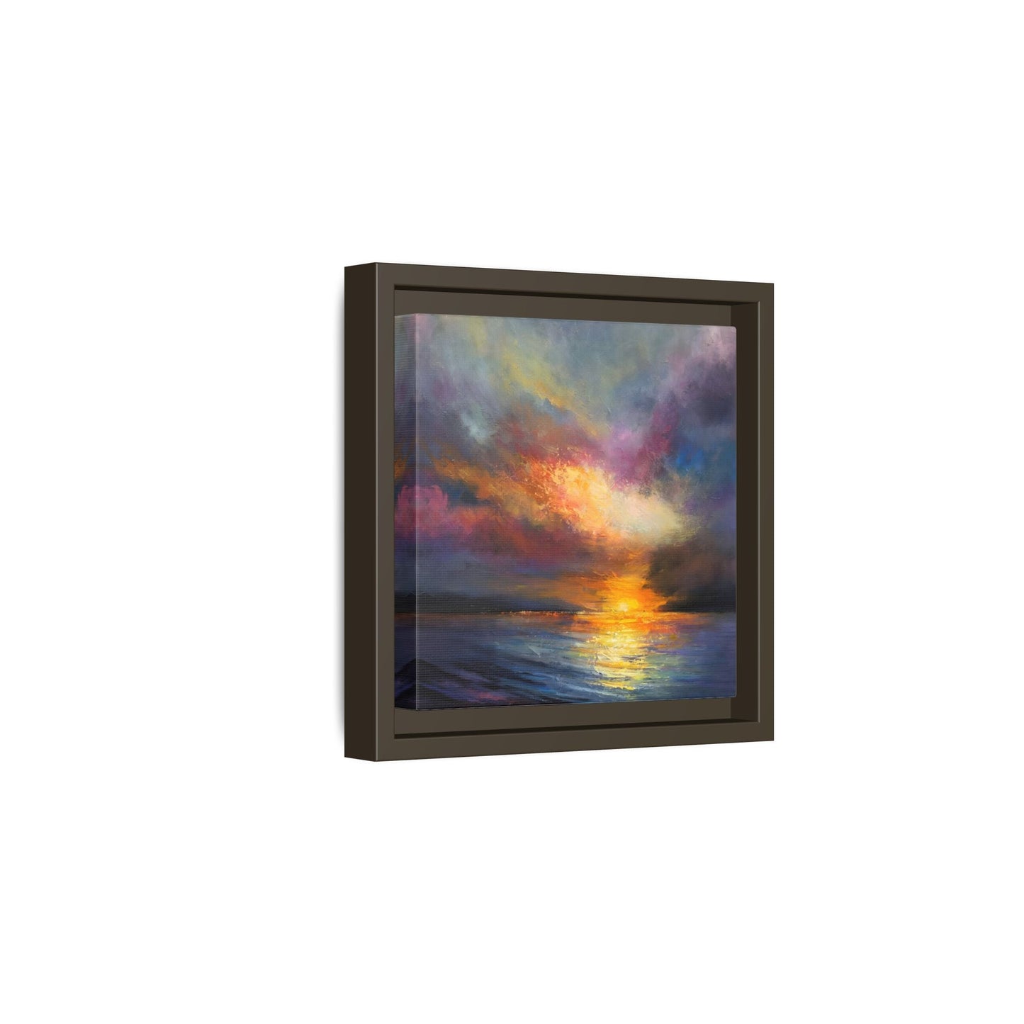 Ocean Sunset Canvas Wall Art, Contemporary Colorful Sea Print