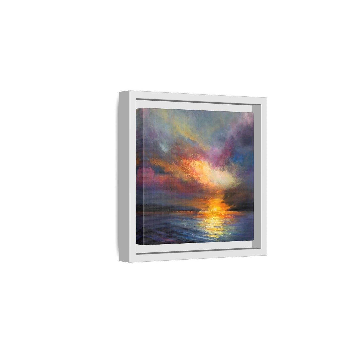 Ocean Sunset Canvas Wall Art, Contemporary Colorful Sea Print