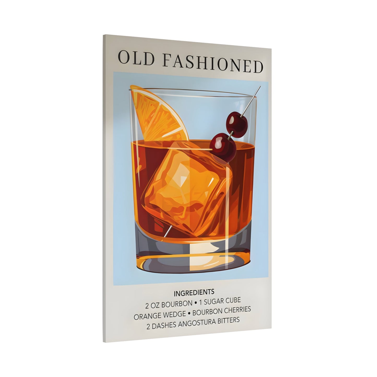 Old Fashioned Canvas Art - Bar Cart Sophisticated Cocktail Drink Wall Decor