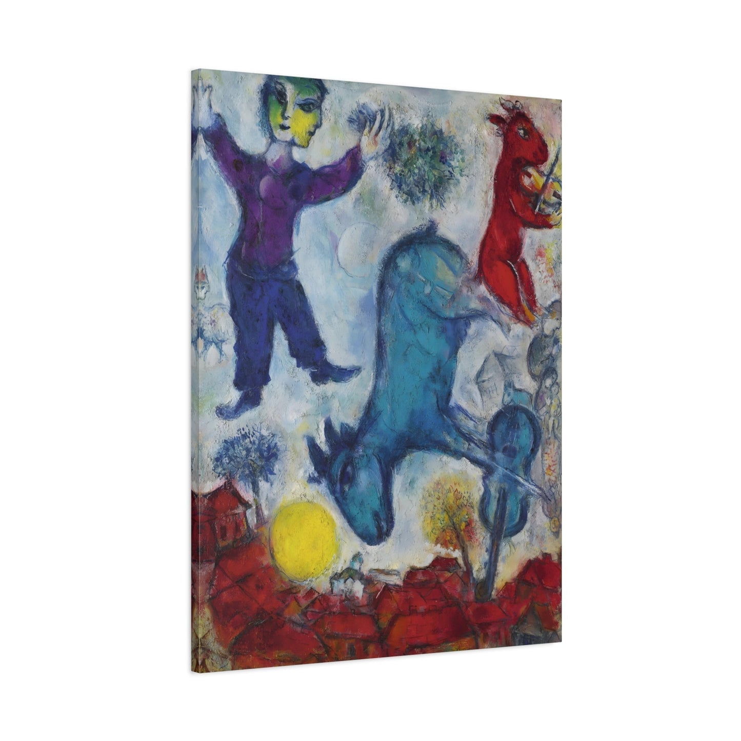 Peasant Canvas Wall Art - Framed Chagall Reproduction of Famous Artwork