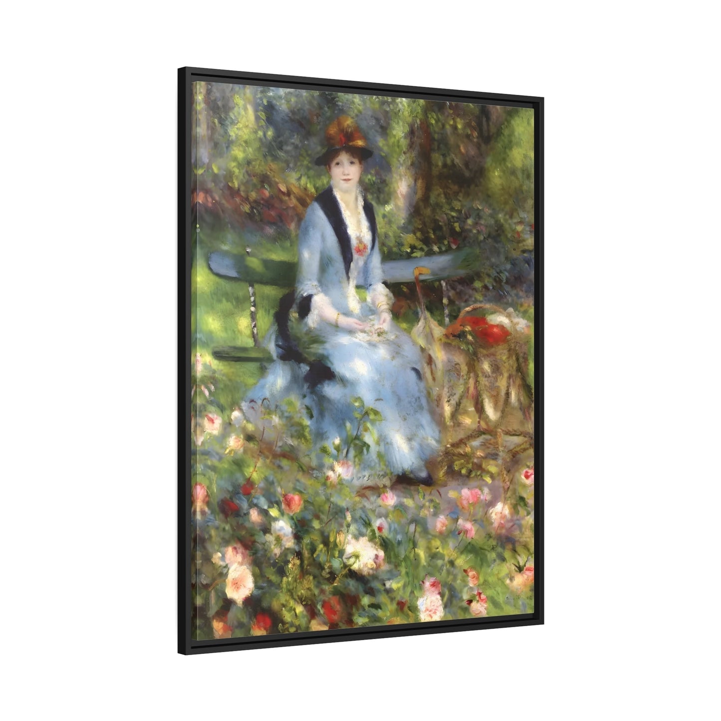Pierre Auguste Renoir Roses - Framed Canvas Art Reproduction in Frame
