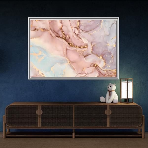 Pink Gold Marble Canvas Prints - Large Abstract Fashion Wall Art