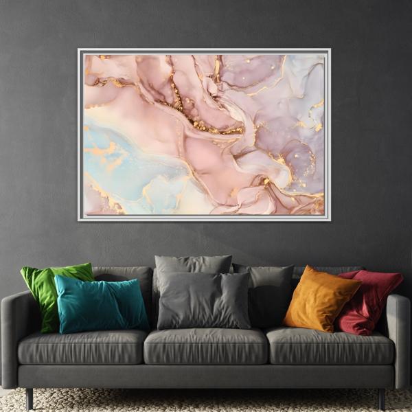 Pink Gold Marble Canvas Prints - Large Abstract Fashion Wall Art
