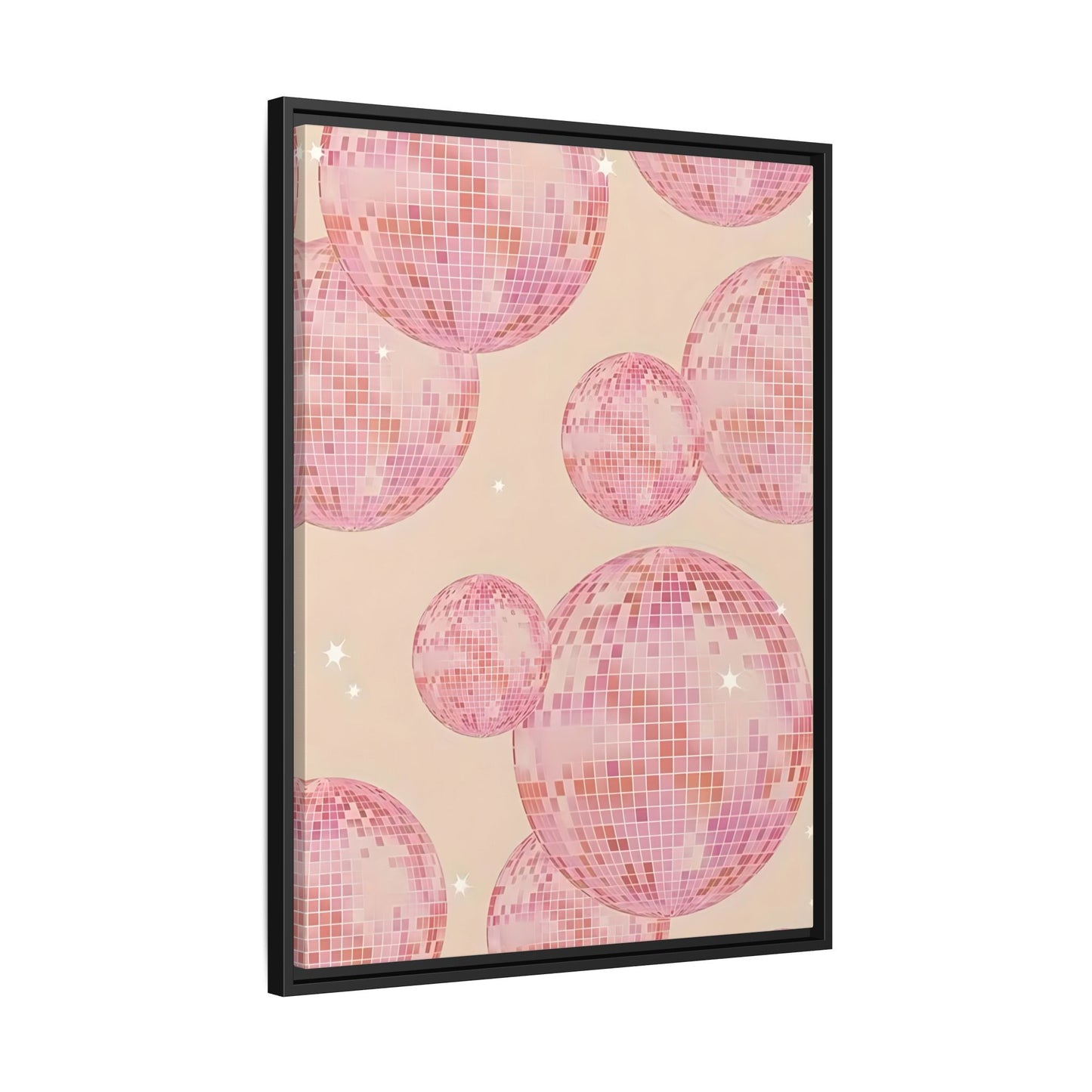 Pink Orange Disco Ball Wall Art Canvas Print, Girly Dorm Bar
