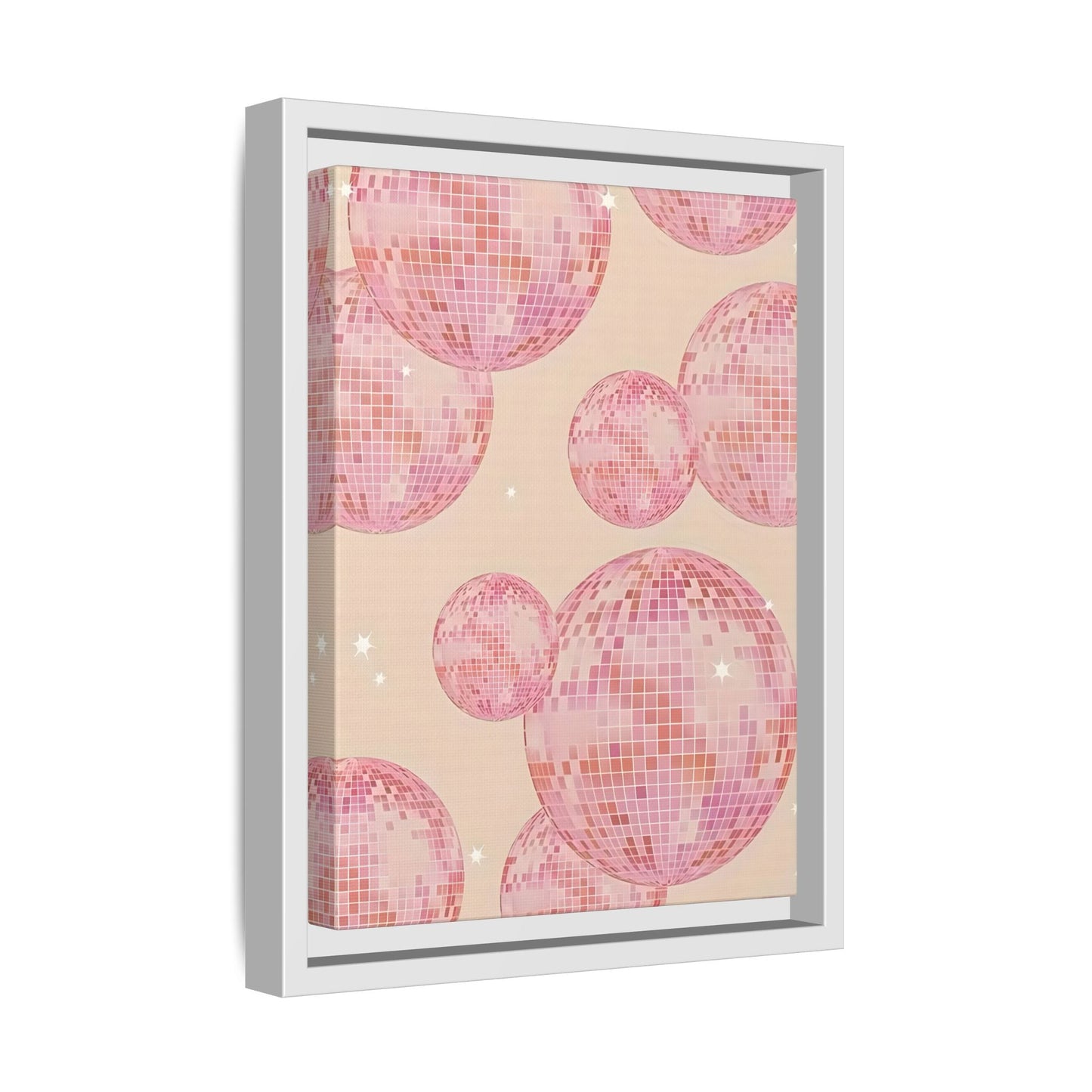 Pink Orange Disco Ball Wall Art Canvas Print, Girly Dorm Bar