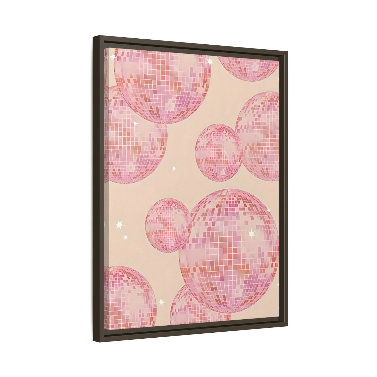 Pink Orange Disco Ball Wall Art Canvas Print, Girly Dorm Bar