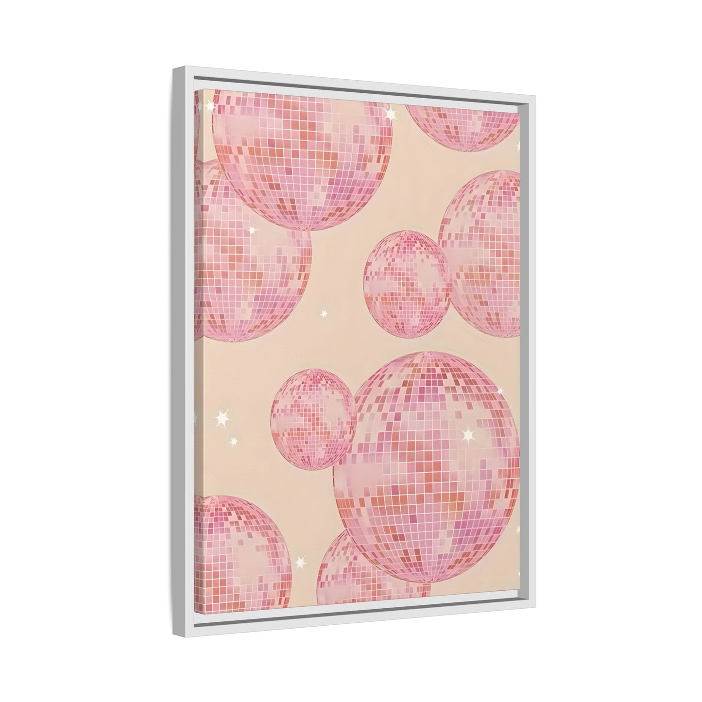 Pink Orange Disco Ball Wall Art Canvas Print, Girly Dorm Bar